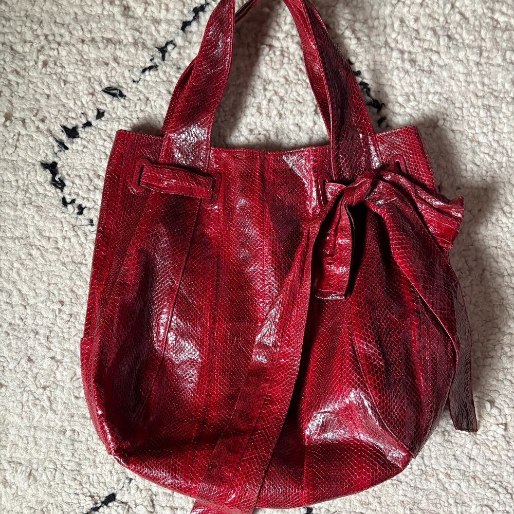 Beirn large red snakeskin shoulder bag date night going out purse Valentine's